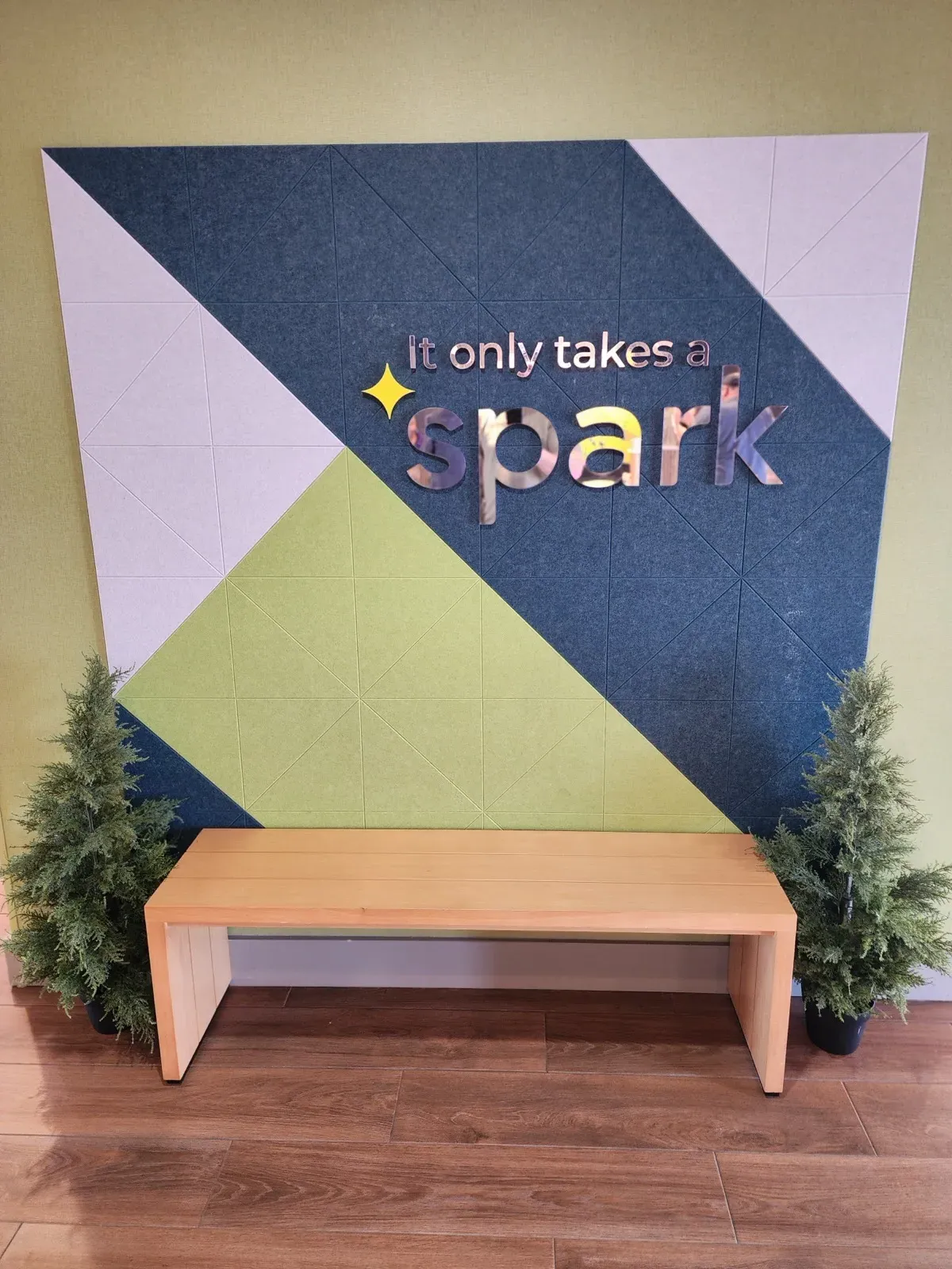 Spark by Hilton branded arrival wall detail